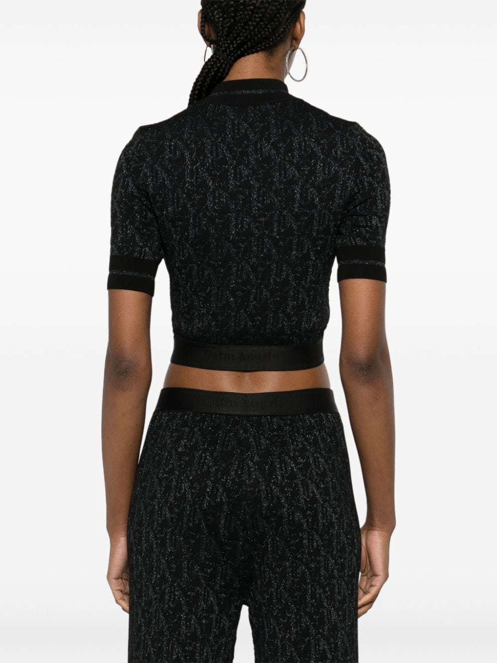 monogram-jacquard crop top - 4