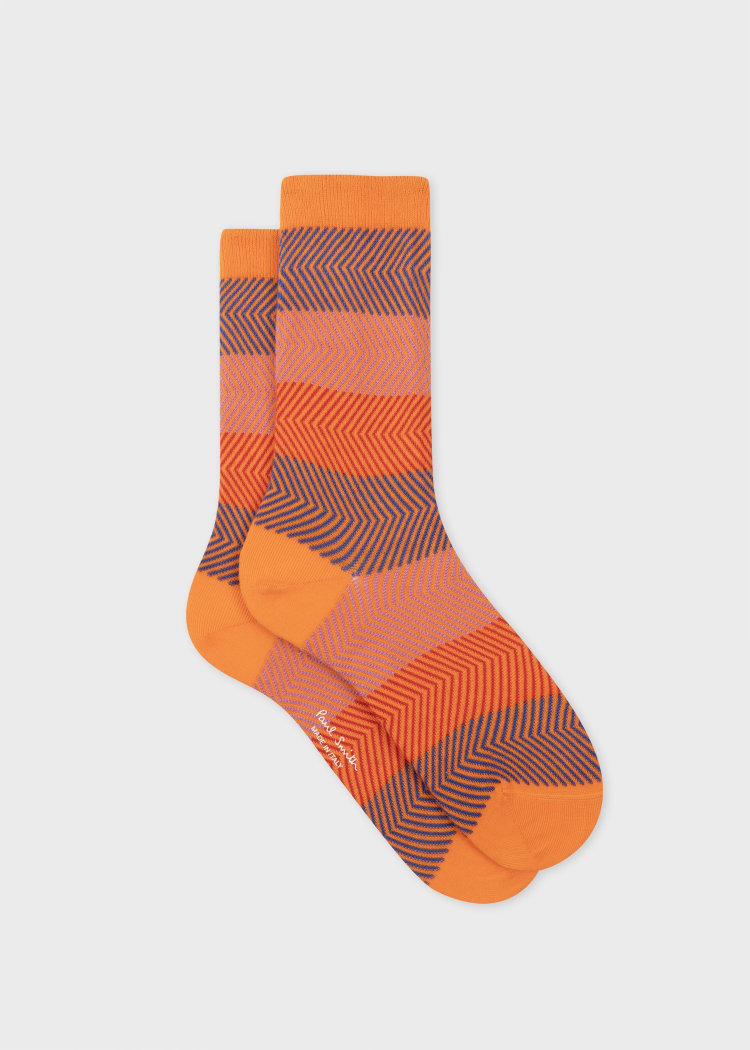 Women's Orange Zigzag Socks - 1