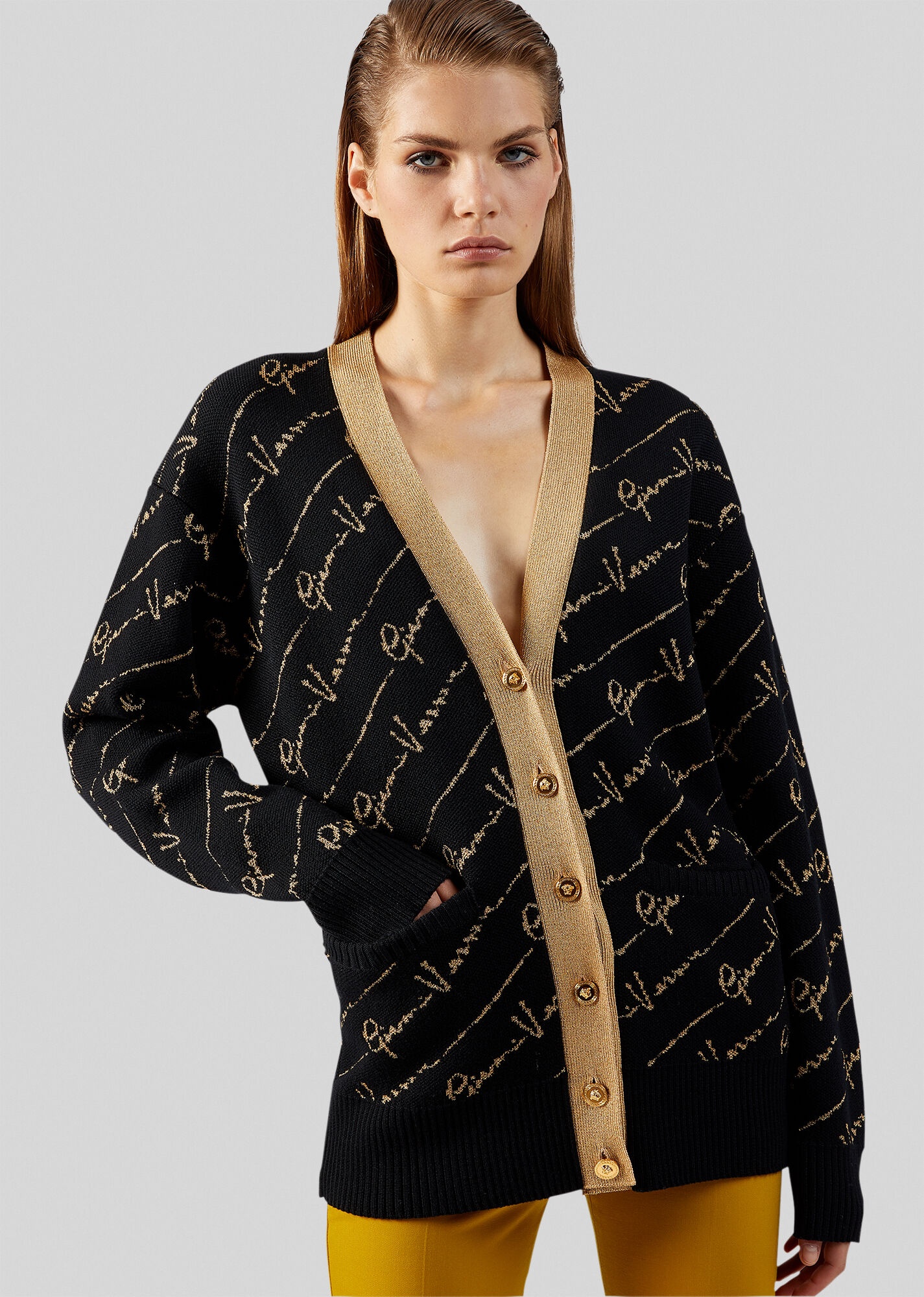 GV Signature Jacquard Lamé Cardigan - 2