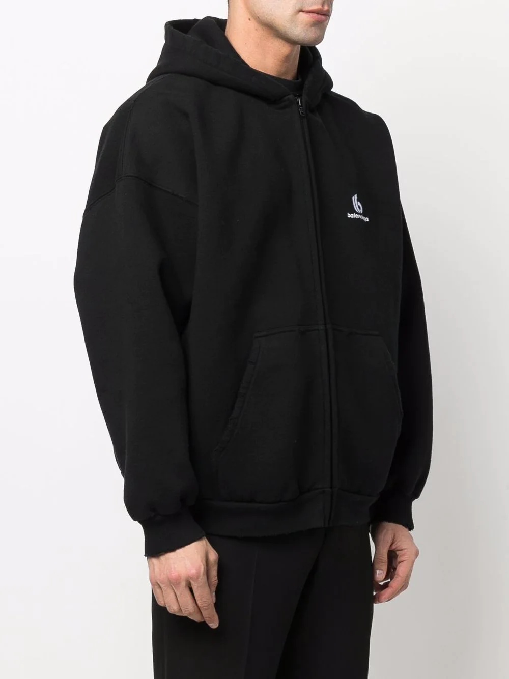 embroidered logo zipped hoodie - 4