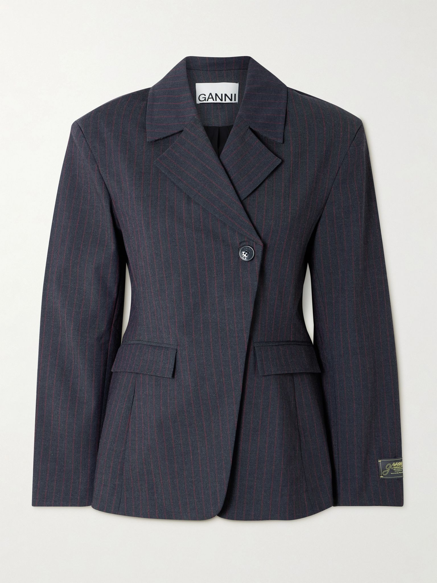 Asymmetric pinstriped woven blazer Dark gray - 1