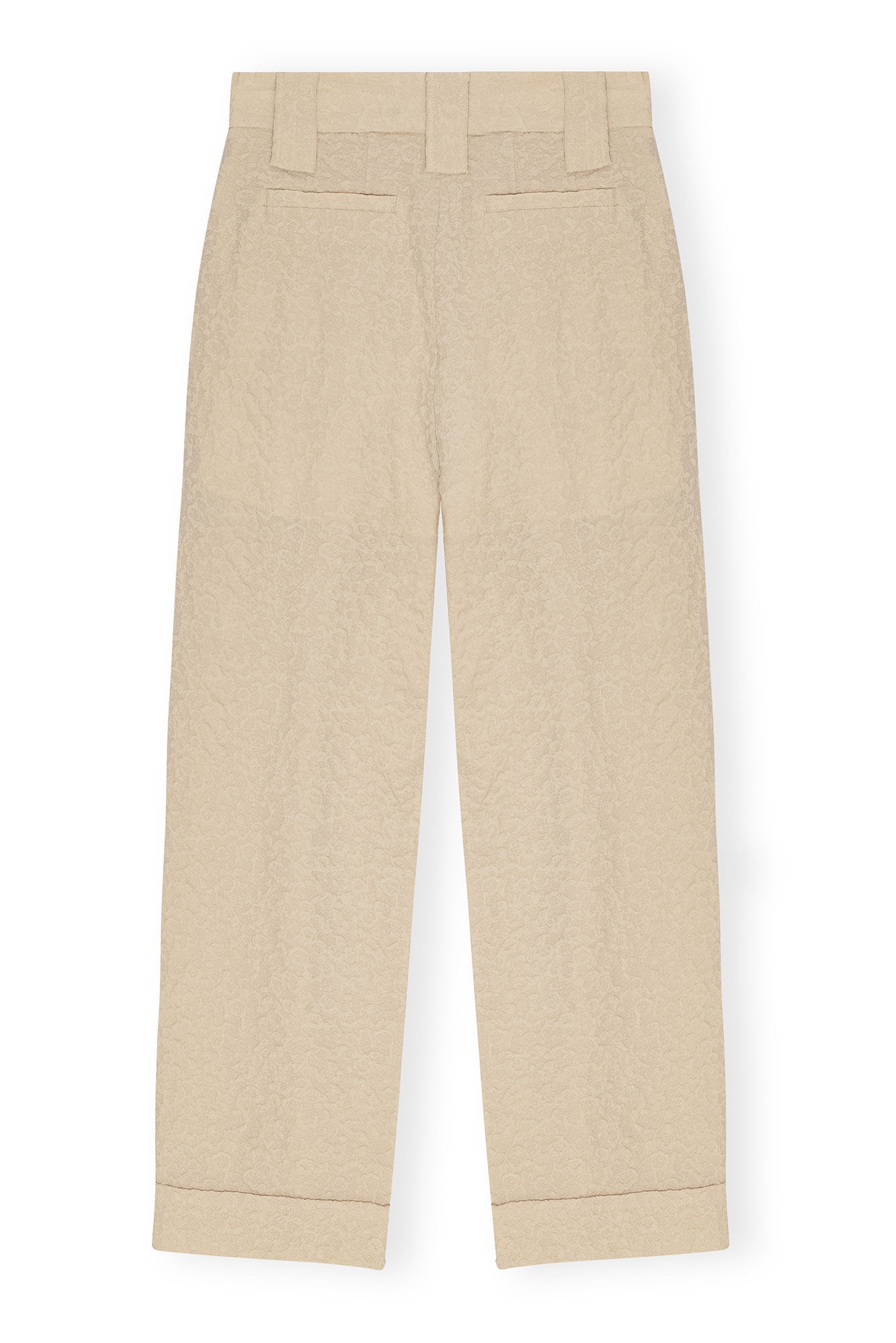 BEIGE TEXTURED SUITING MID WAIST PANTS - 1