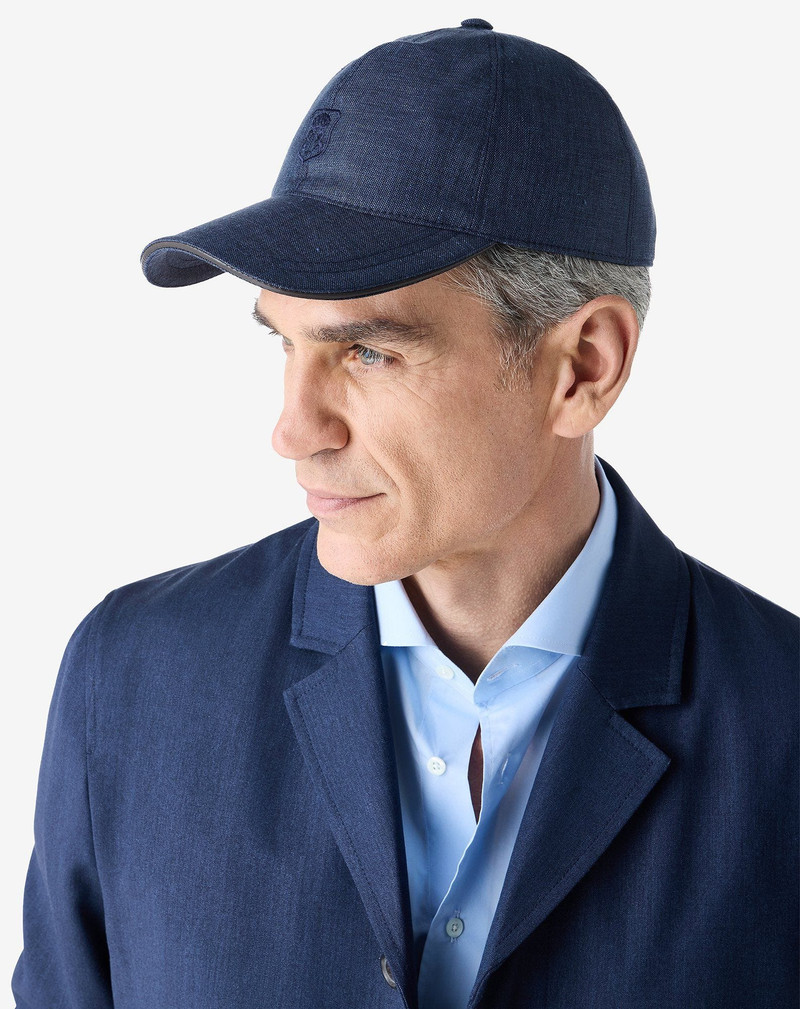 CORNELIANI Blue wool, linen and silk baseball cap outlook