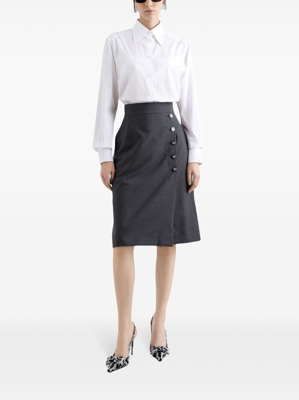 overlapping-panel midi skirt - 2