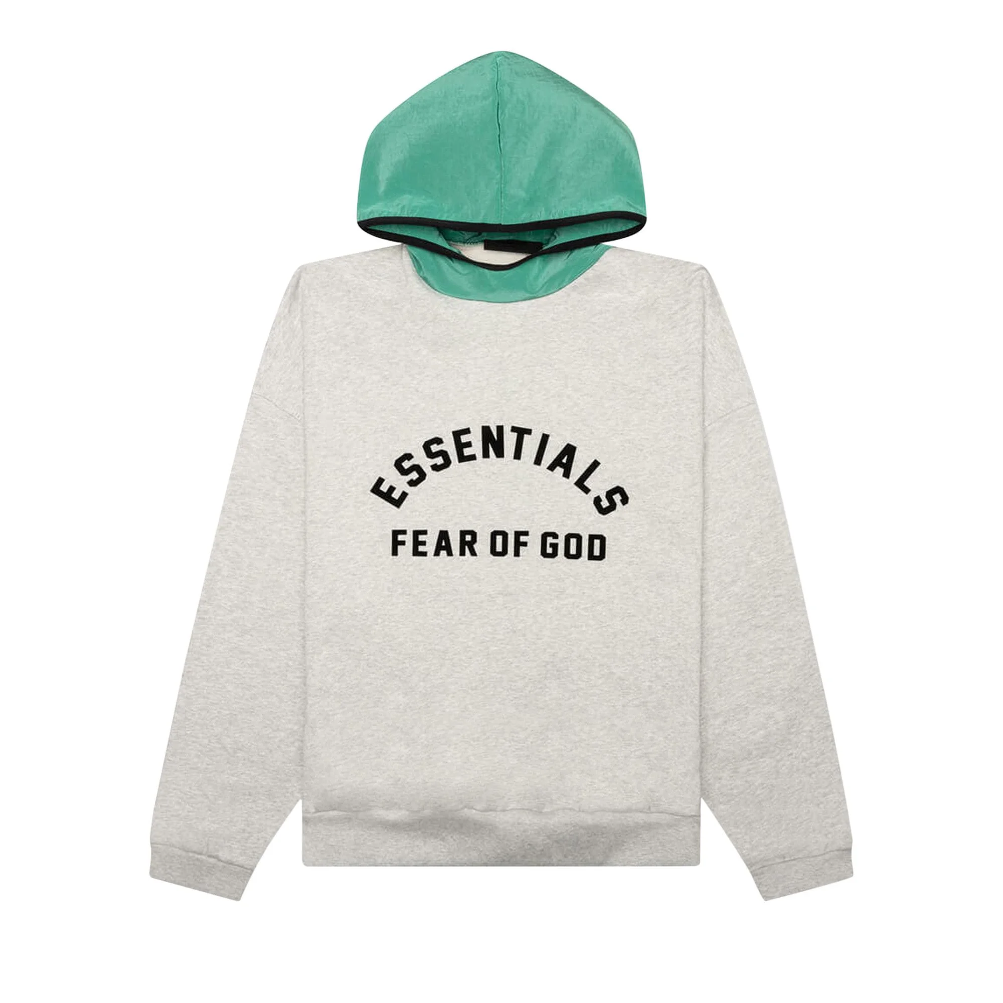 Fear of God Essentials Nylon Fleece Hoodie 'Light Heather Grey/Mint Leaf' - 1