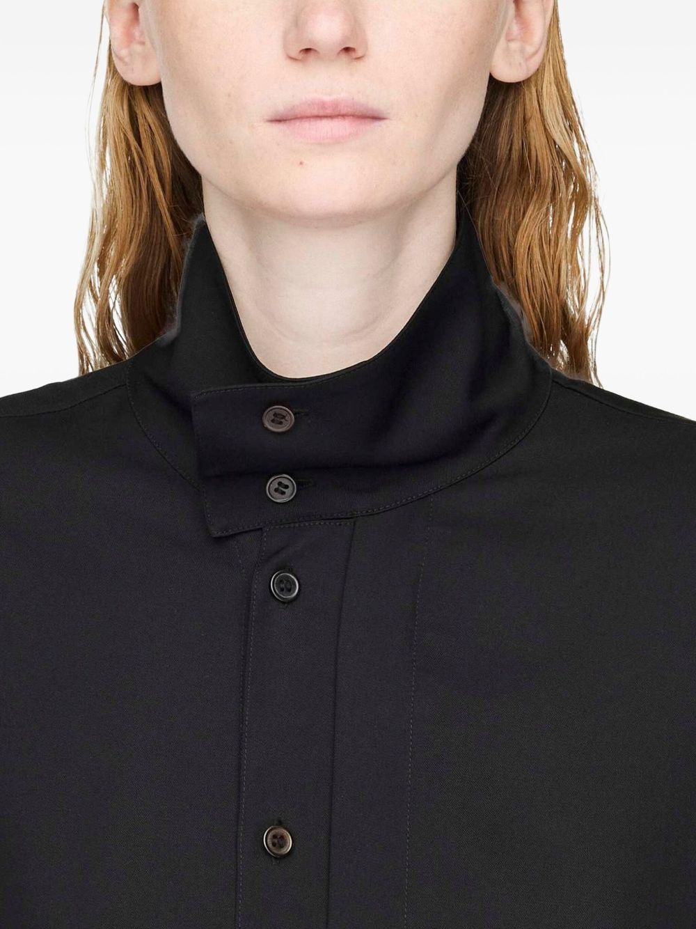 high-neck curved-hem shirt - 5
