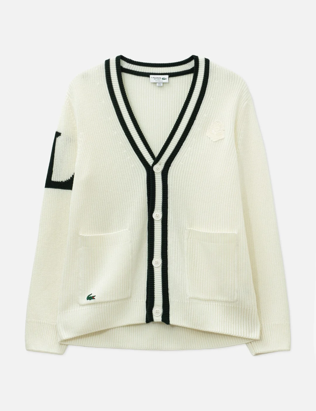 BADGE ACCENT WOOL BLEND GOLF CARDIGAN - 1