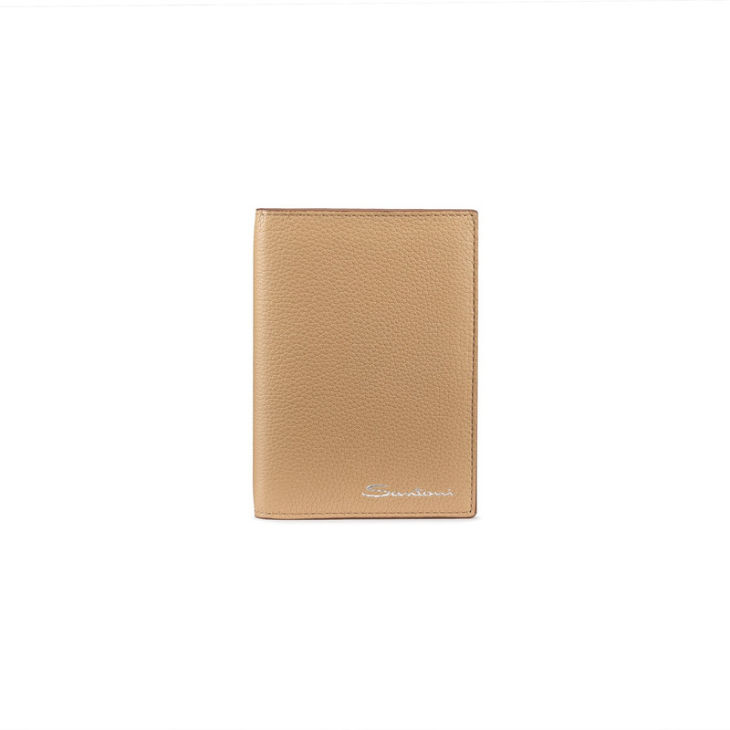 Beige tumbled leather passport case 1