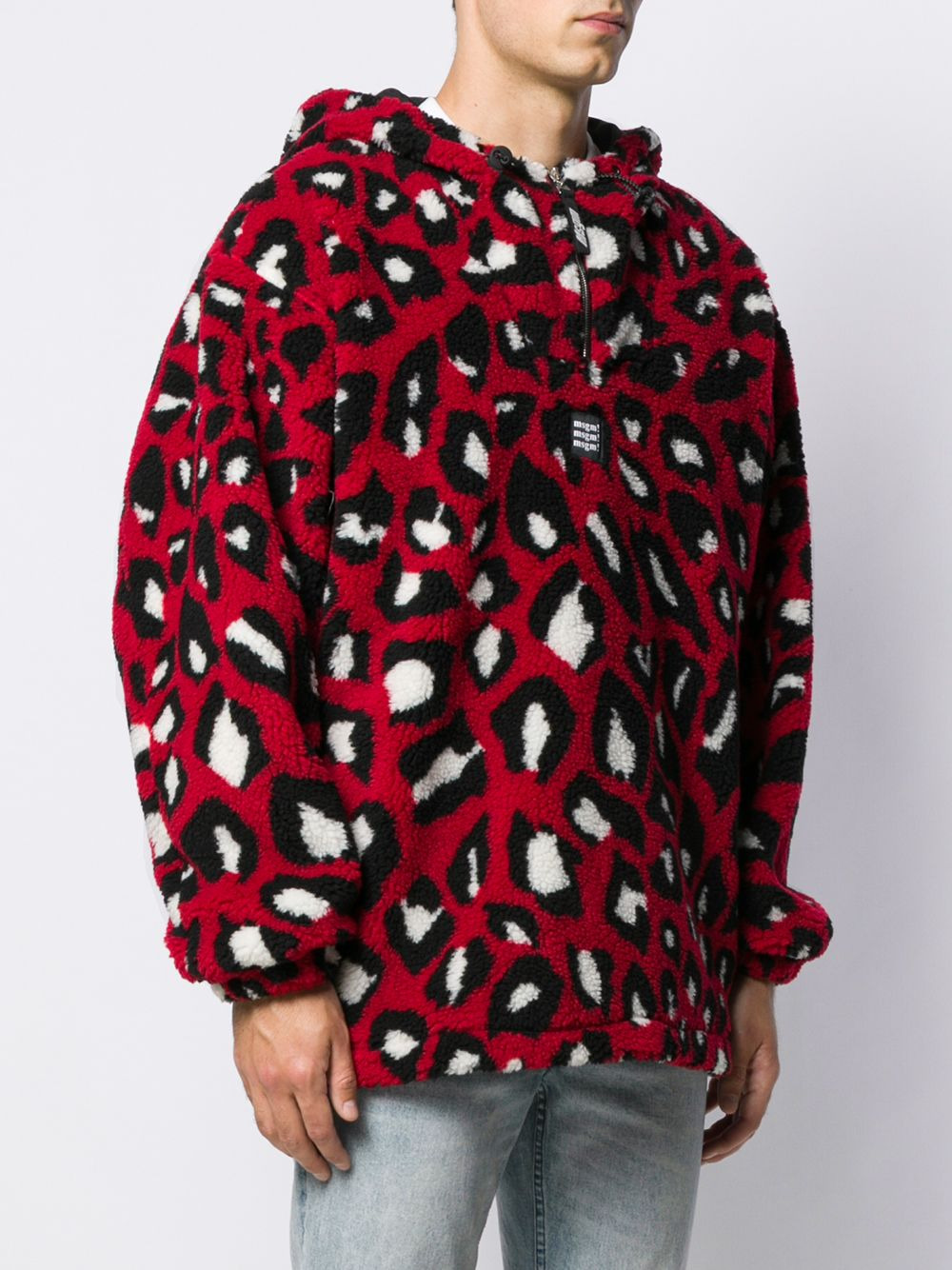 animal print shearling hooded sweater - 3