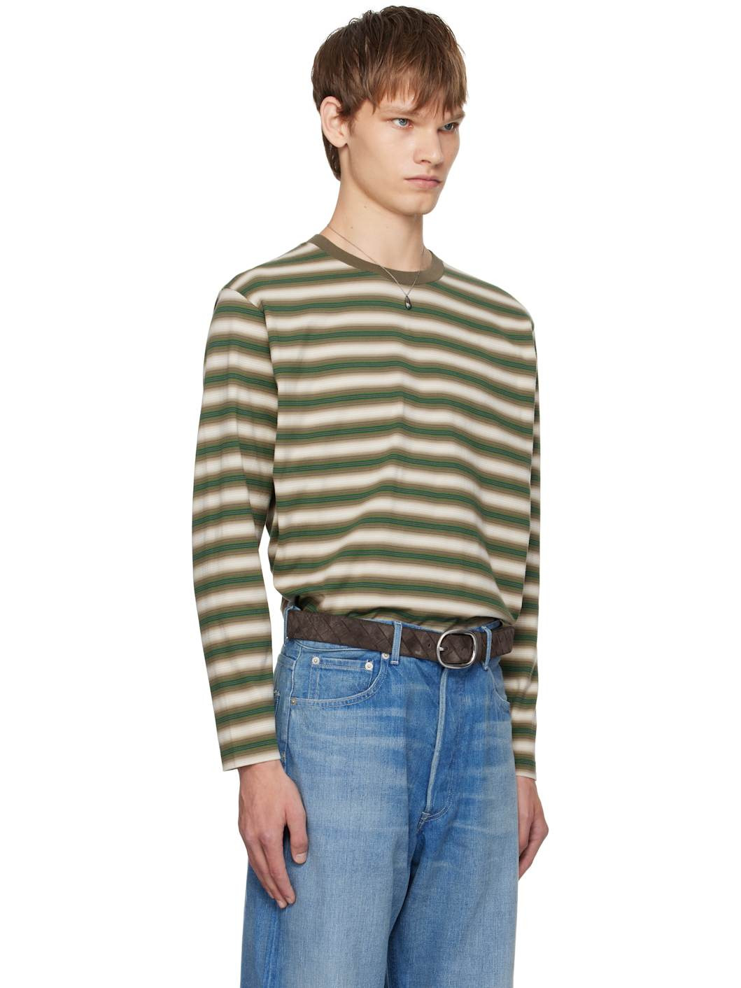 Brown & Green Gradient Stripe Jersey L/S T-shirt - 2