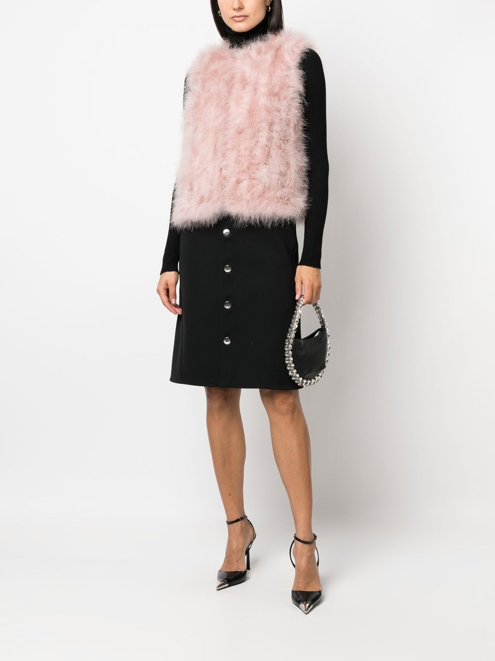 feather-trim gilet - 2