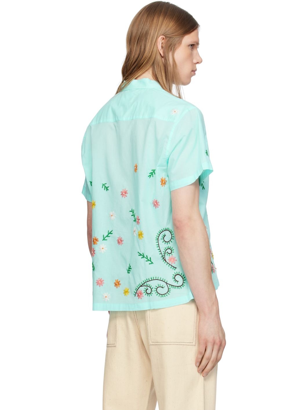 Blue Embroidered Seaweed Shirt - 3