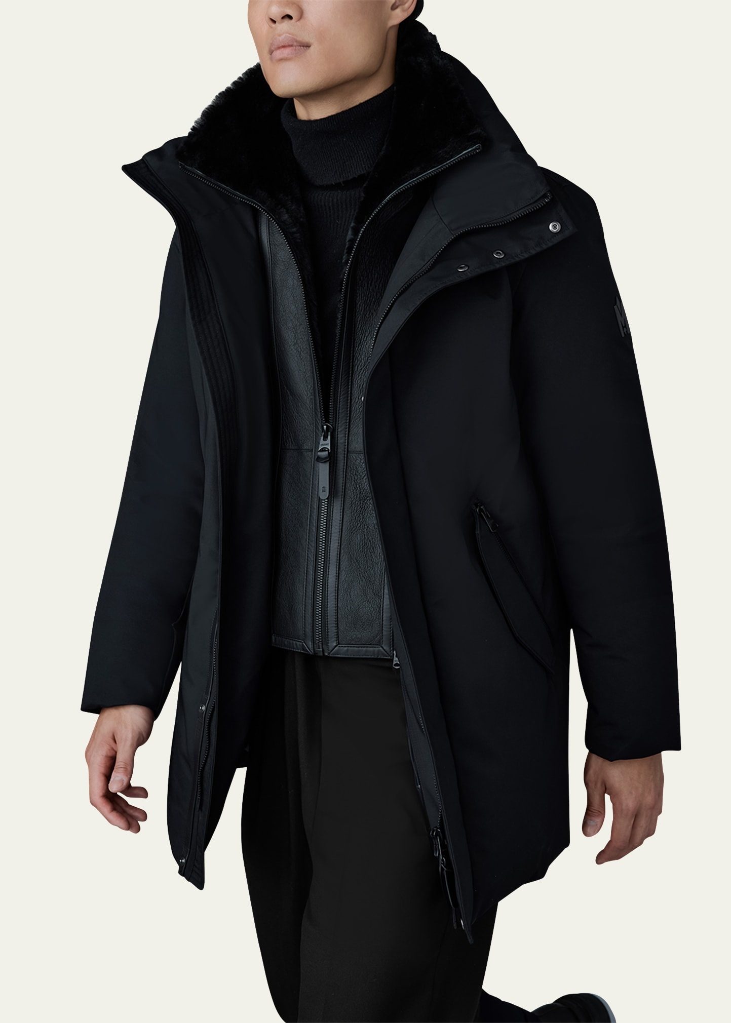 Men's Sullivan Mid-Length Jacket with Shearling - 5