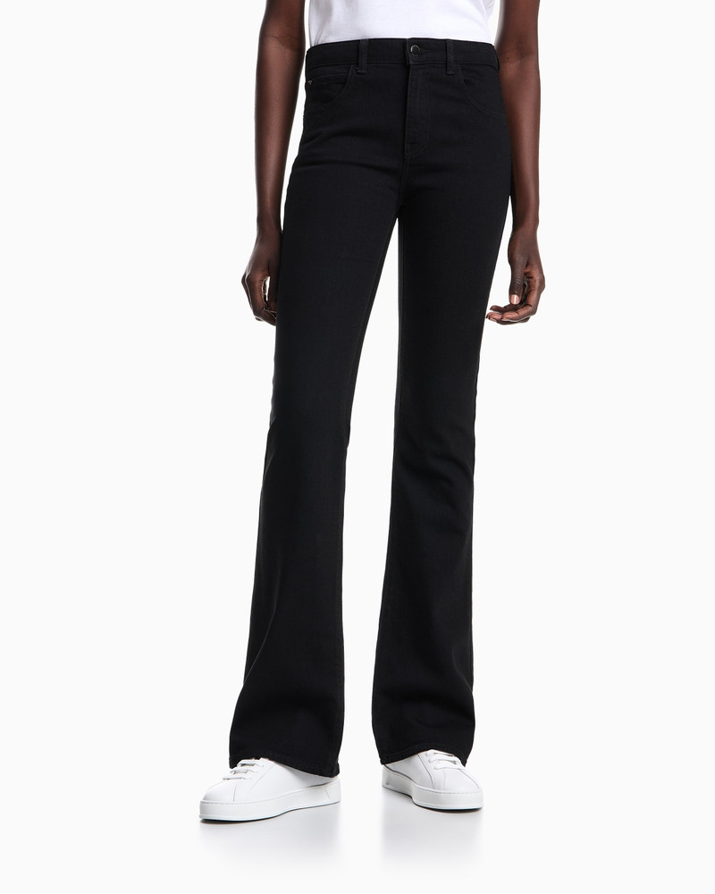 EMPORIO ARMANI J47 Medium high-waisted, flared leg, rinsed comfort-denim jeans outlook