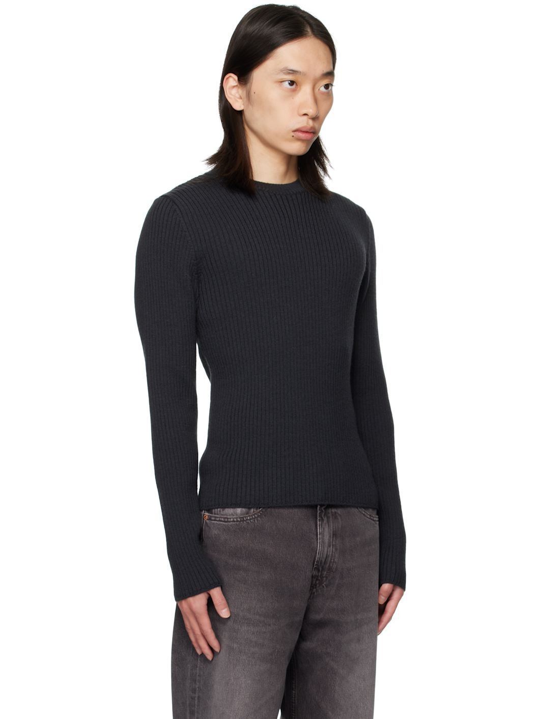 Black Compact Round Sweater - 2