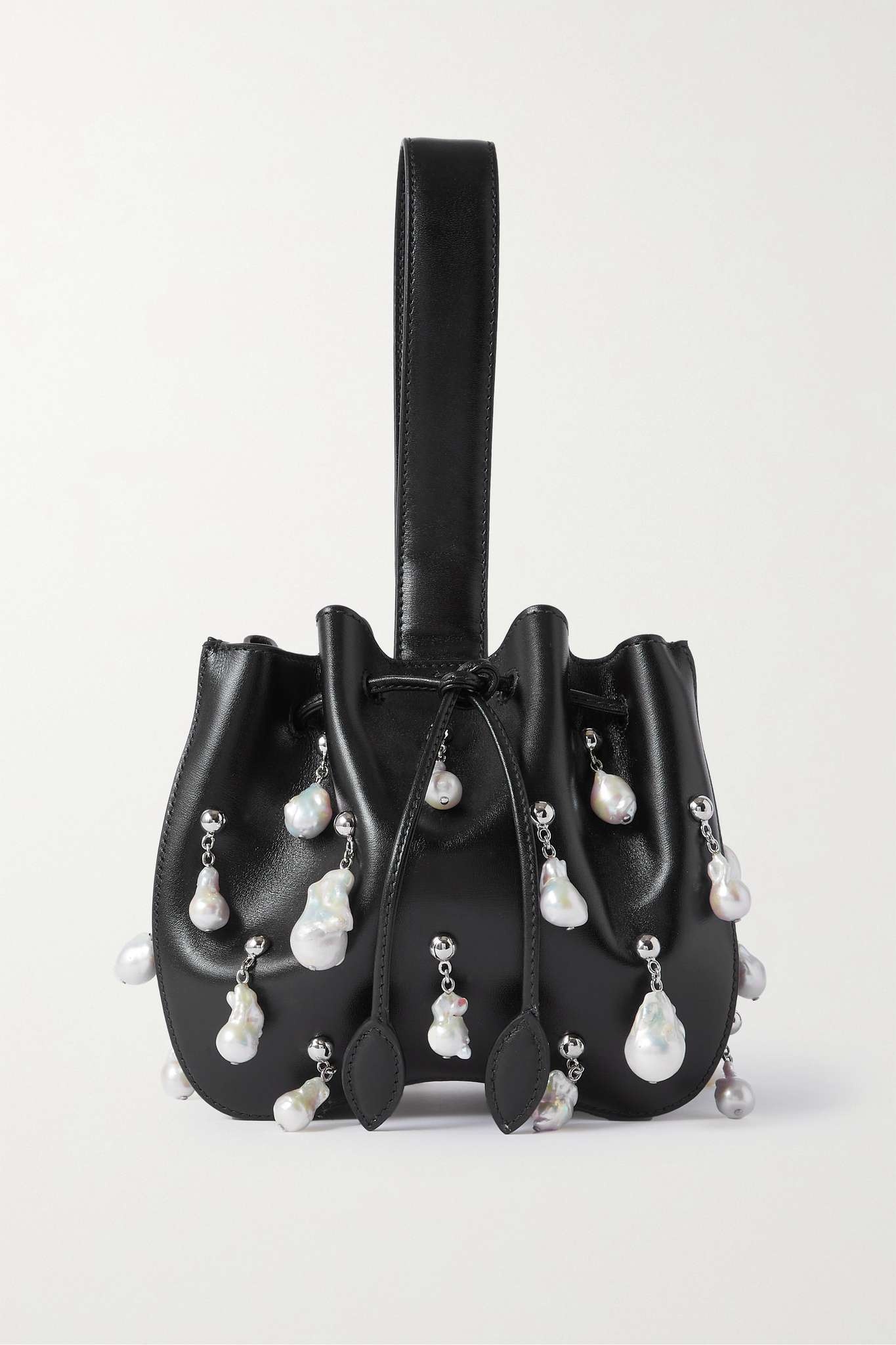 【ALAIA】 Rose pearl-embellished leather bucket bag バッグ Alaïa Rose Marie pearl-embellished leather bucket bag