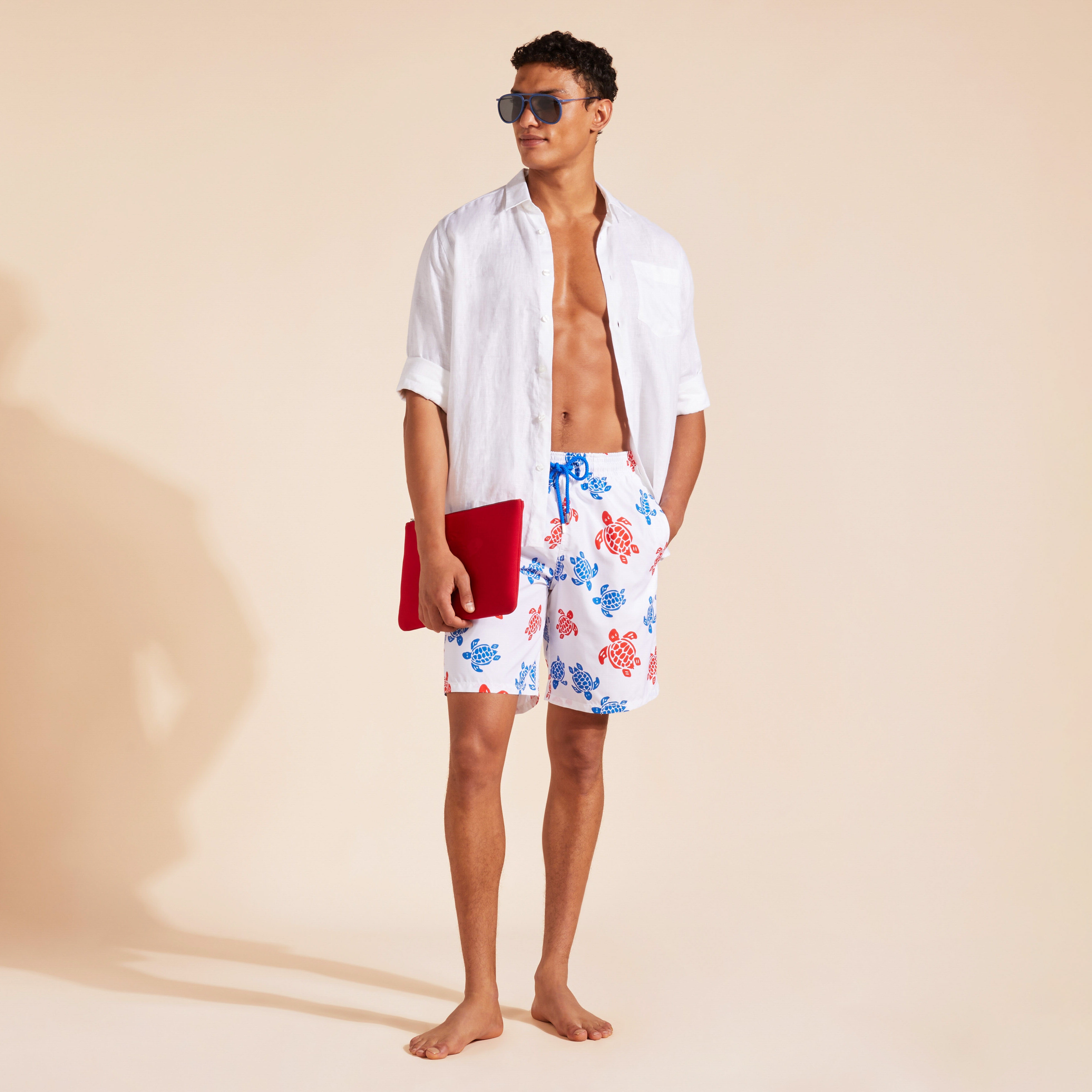 Men Long Swim Trunks Tortues Multicolores - 5