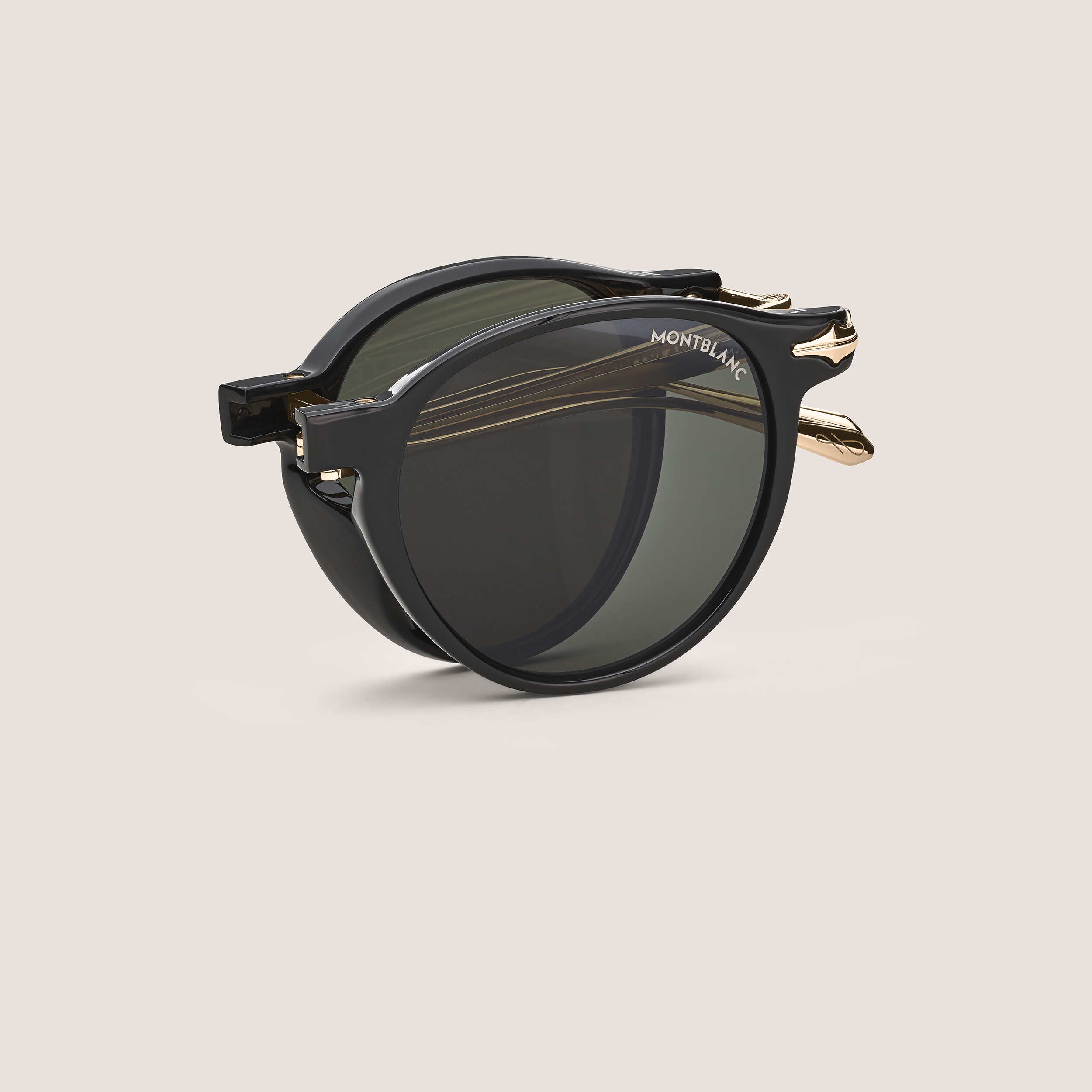 OVAL FOLDABALE SUNGLASSES WITH BLACK COLOURED INJECTED FRAME - 2