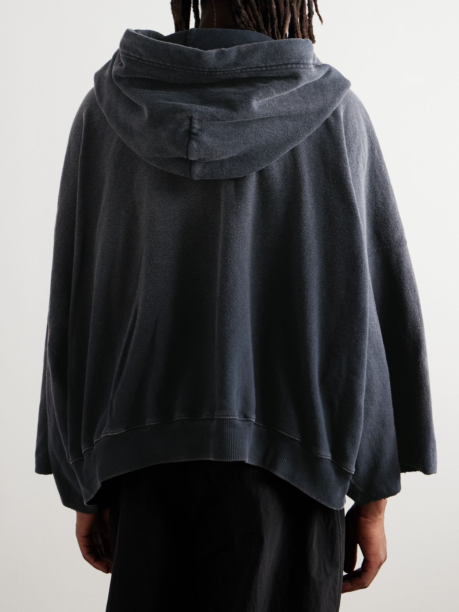 Oversized Logo-Embroidered Cotton-Jersey Hoodie Gray - 3