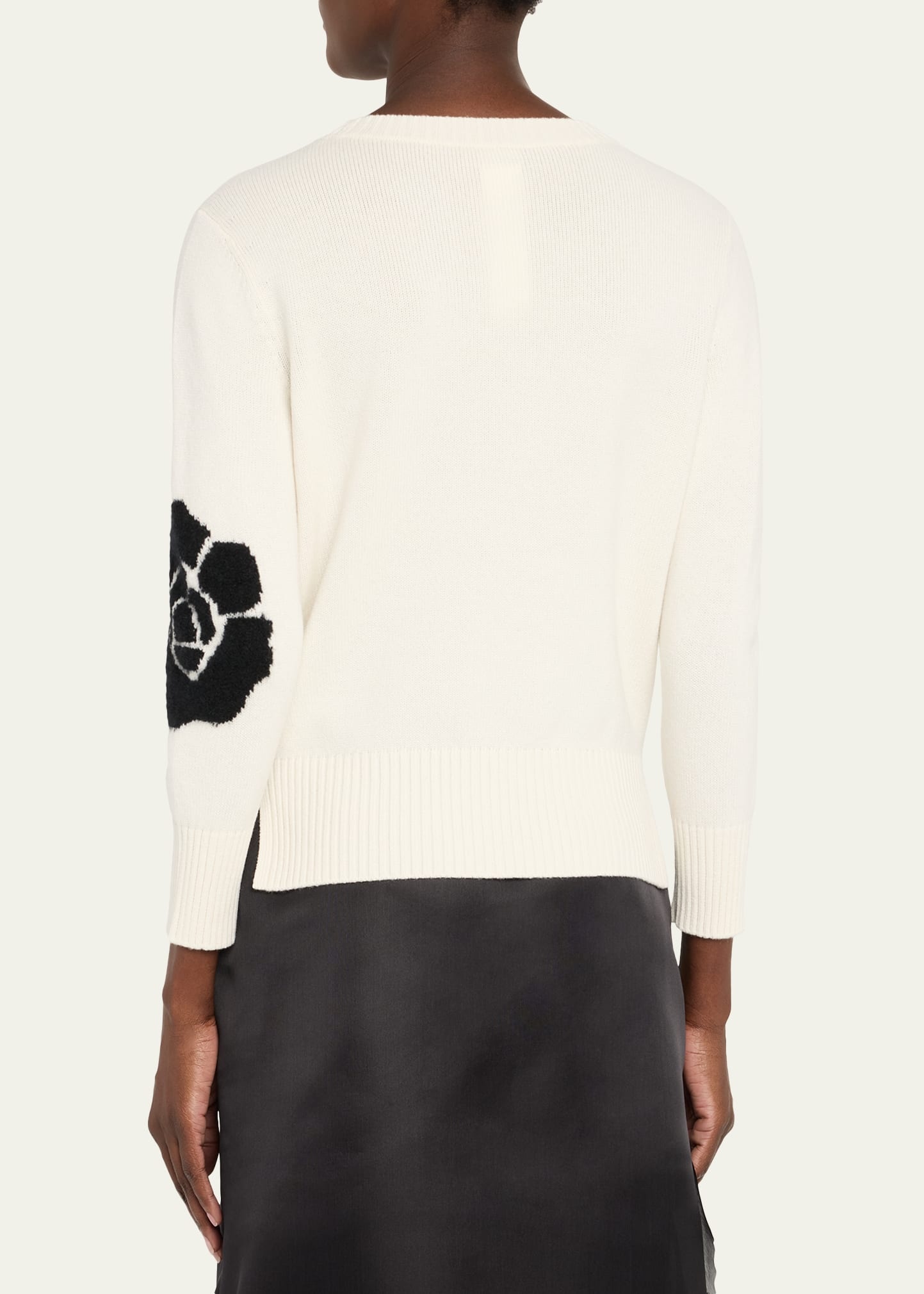 3D Anemone Cashmere-Silk Crewneck Sweater - 3