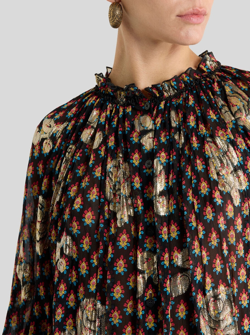 Etro SILK SHIRT WITH FIL COUPÉ ROSES AND TIE-INSPIRED MOTIF outlook