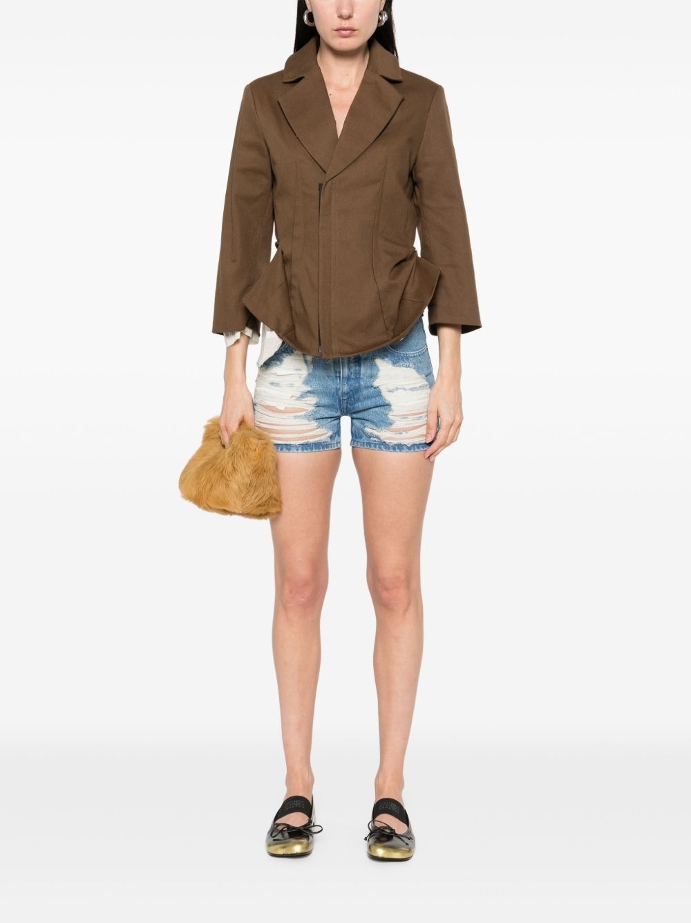 ripped denim shorts - 2