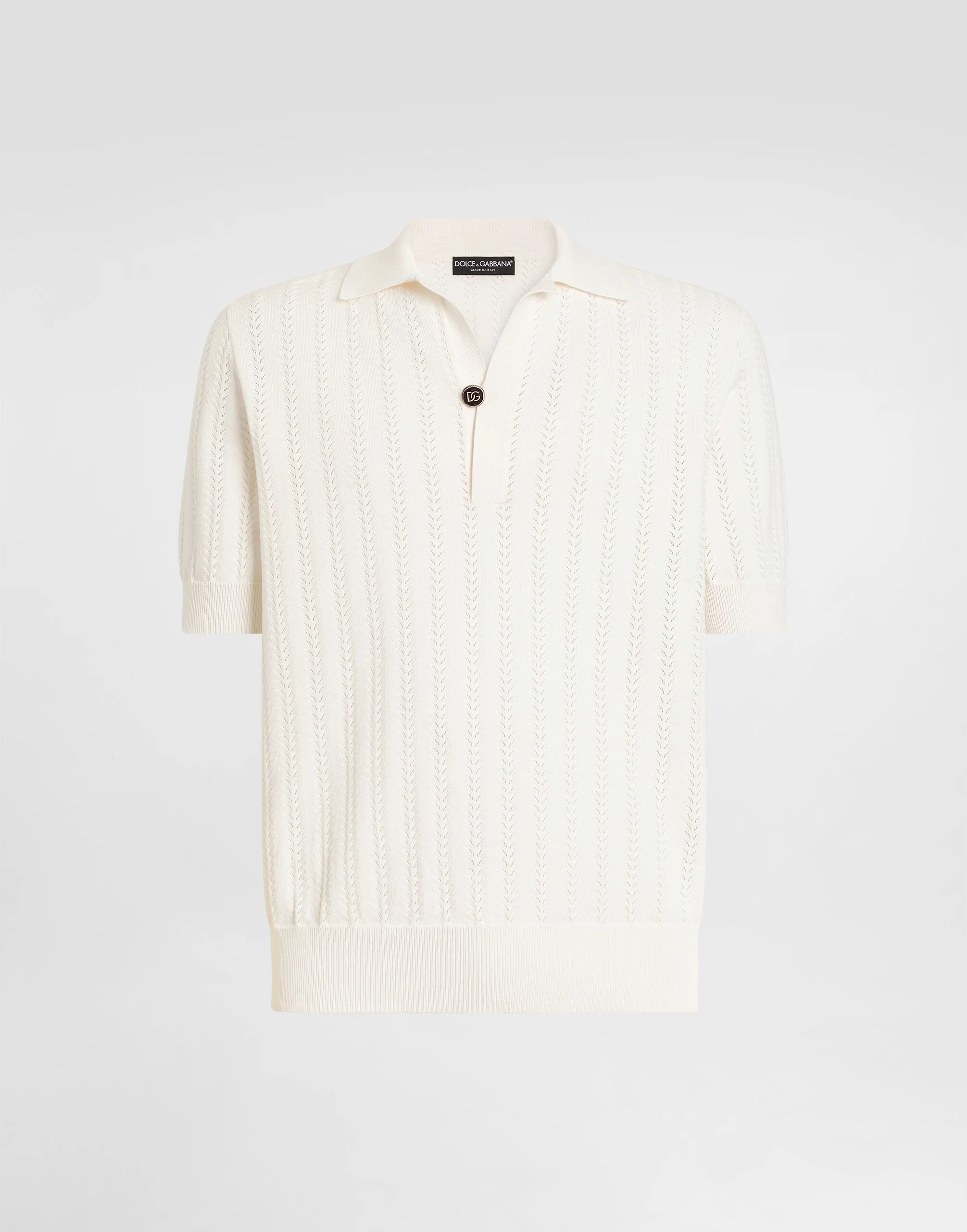 Polo shirt in perforated cotton - 1