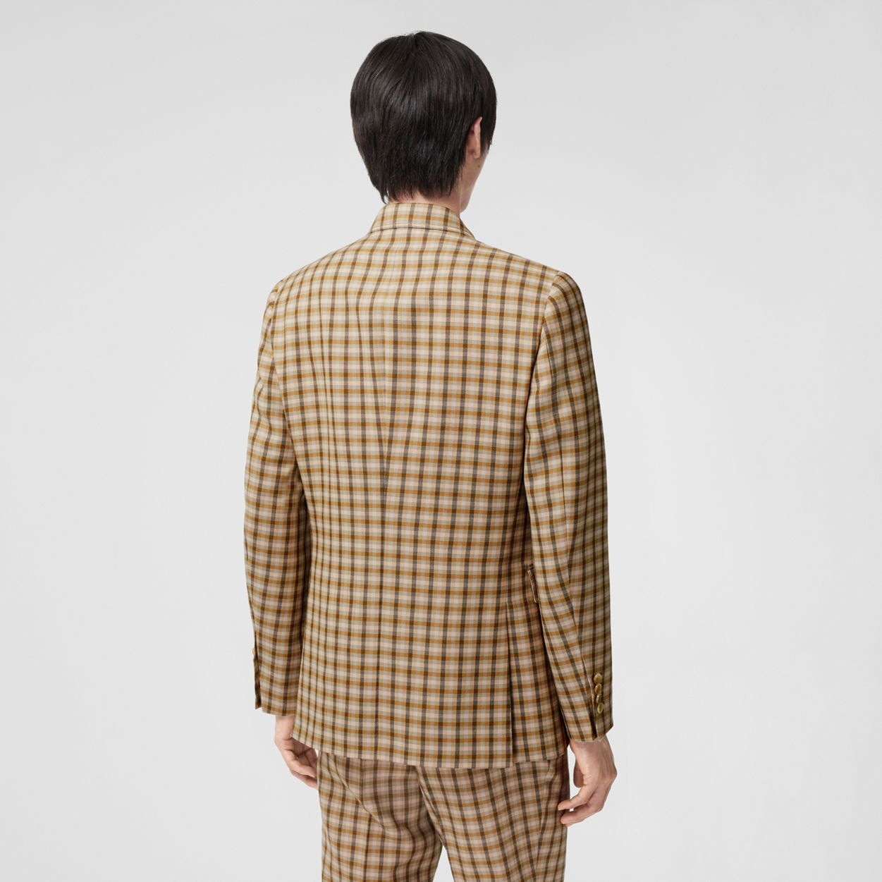 Slim Fit Gingham Wool Tailored Jacket - 4