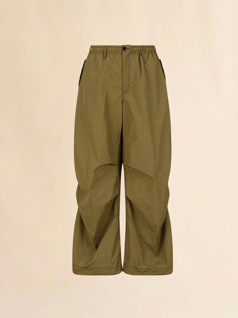 YELLOW CHECKED NYLON CARGO PANTS WITH TRUNKAROO LOGO - 1