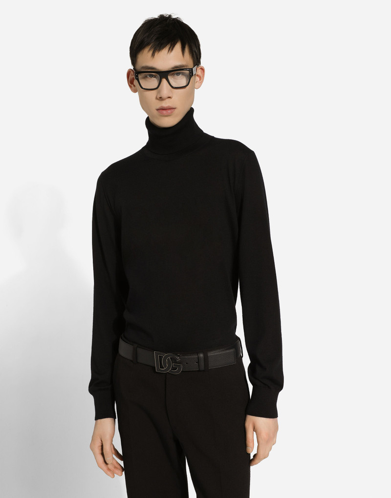 Dolce & Gabbana Deerskin-print calfskin belt with logo print outlook