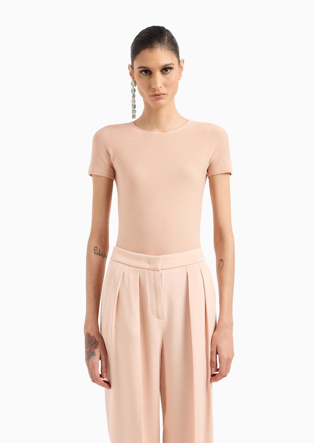 Links-stitch viscose short-sleeved jumper - 2