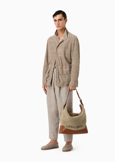 GIORGIO ARMANI Woven print suede blouson outlook