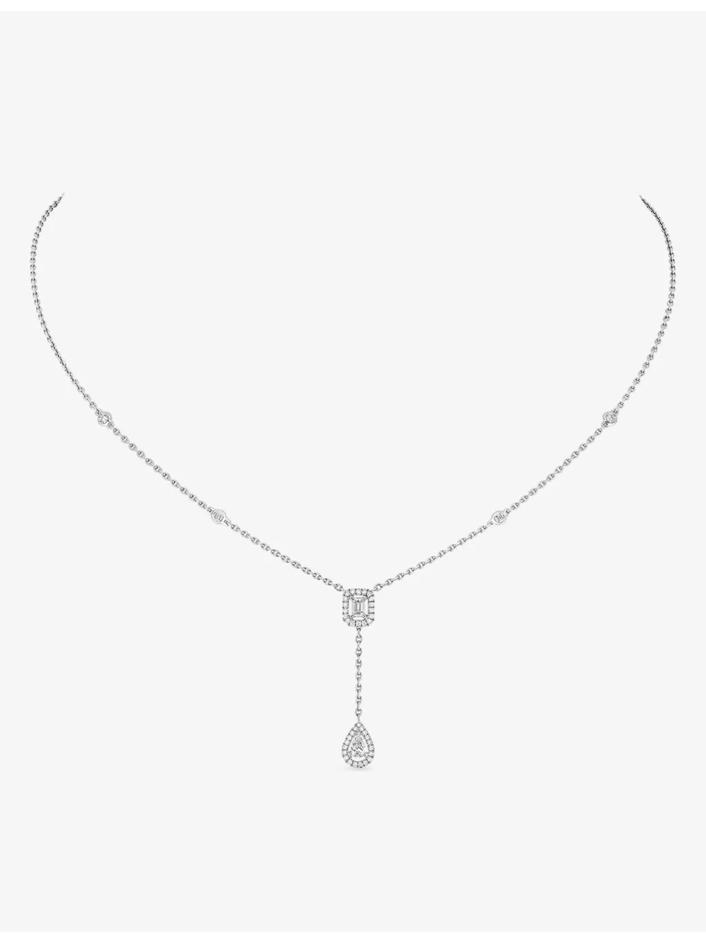 My Twin 18ct white-gold and 0.10ct diamond tie necklace - 1