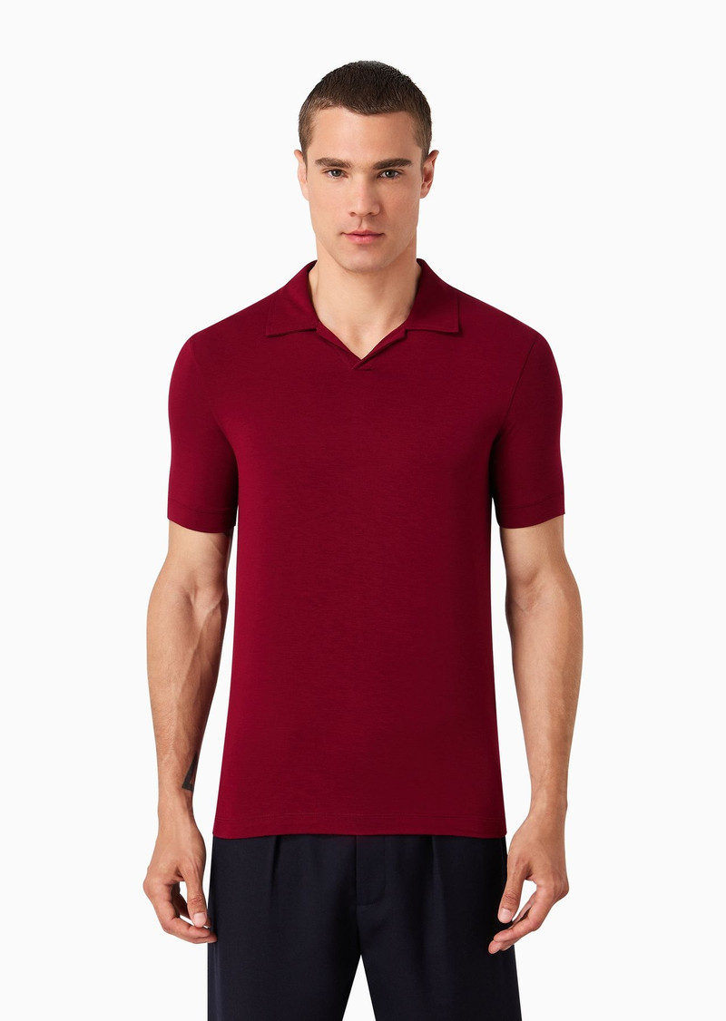 Stretch viscose jersey short-sleeved polo shirt 3