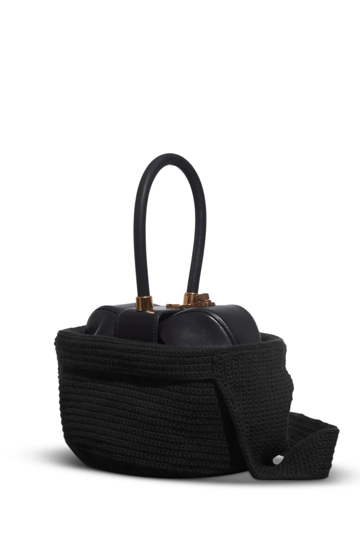 Crossover Knit Bag in Black Cashmere - 1