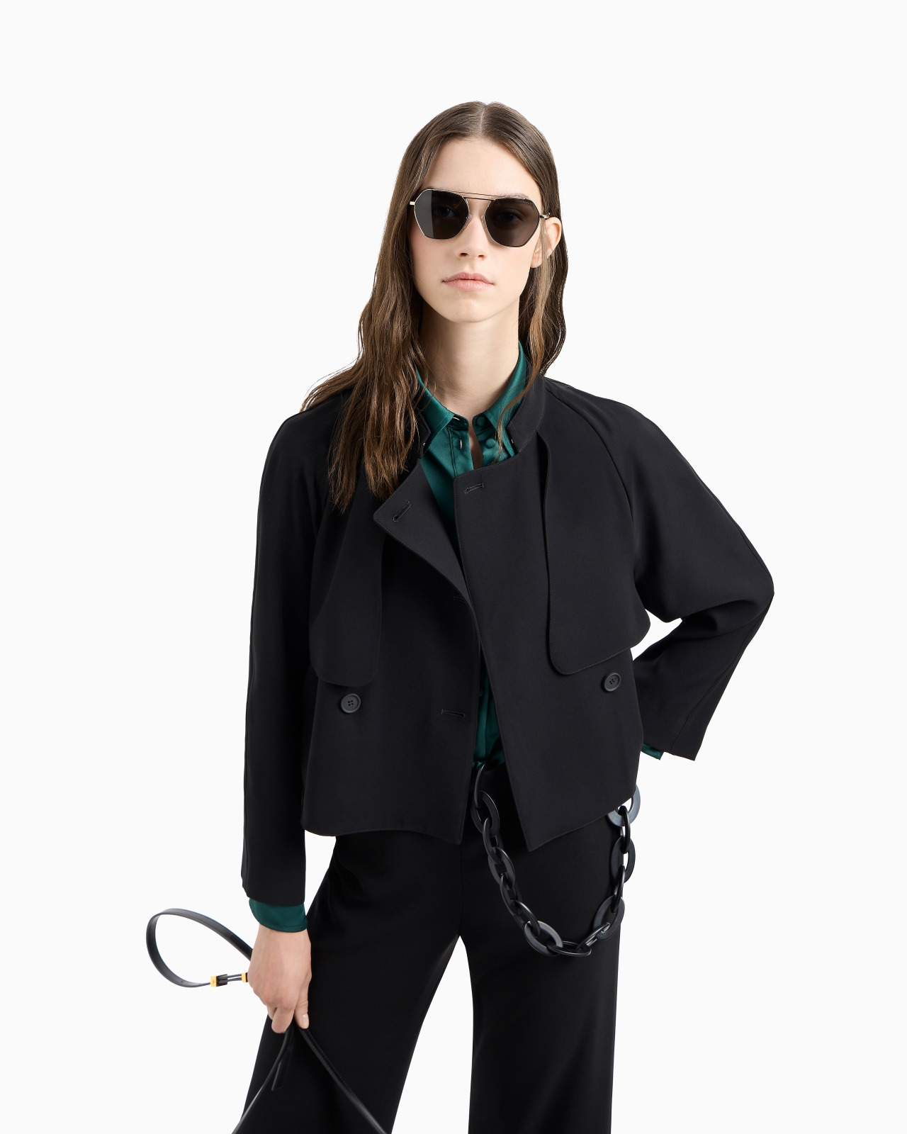 Satin crêpe shirt with back button detail - 6