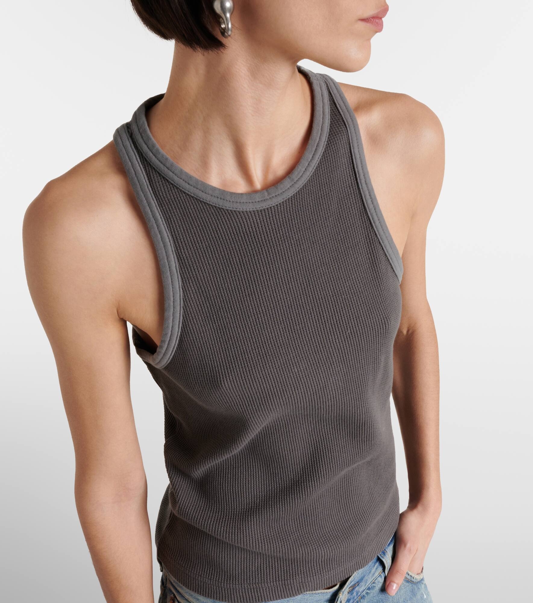 Waffle-knit cotton tank top - 4