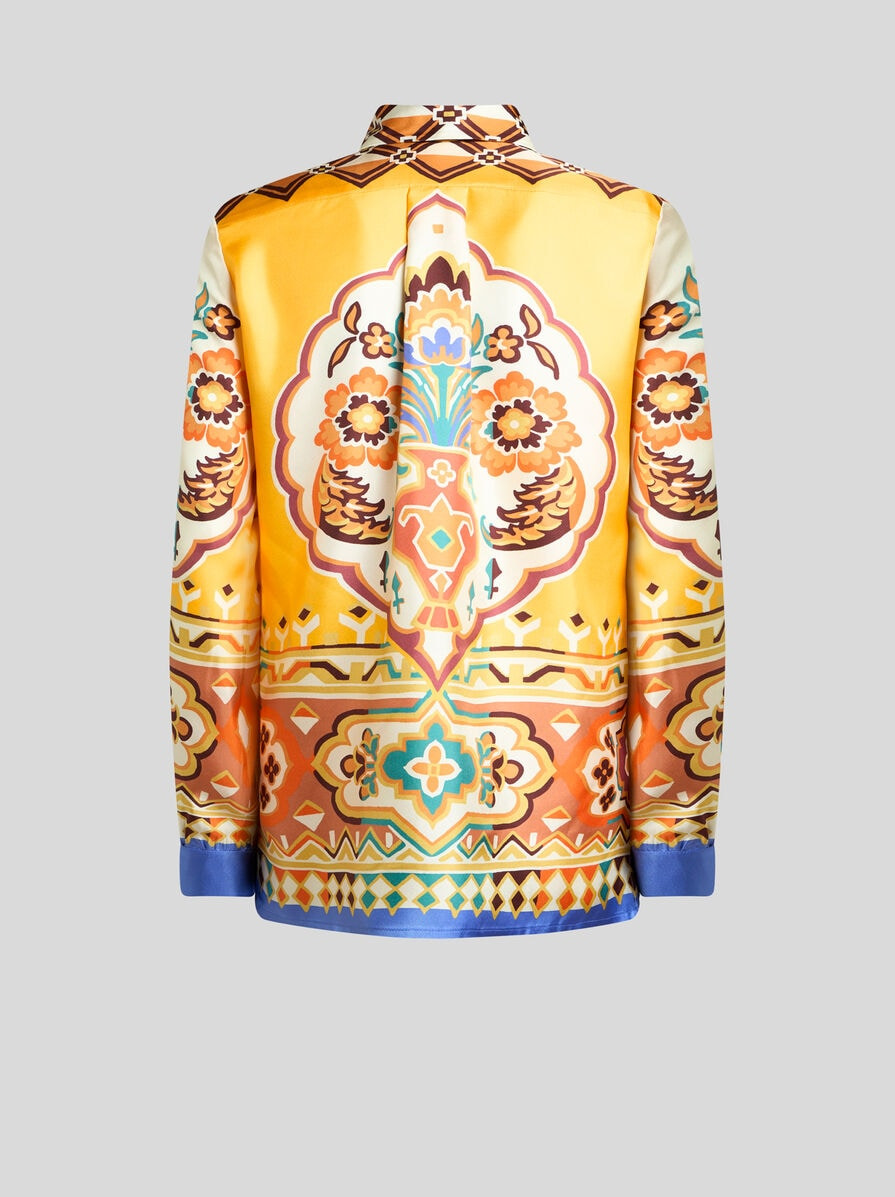 SILK SHIRT WITH PLACED PRINT - 5