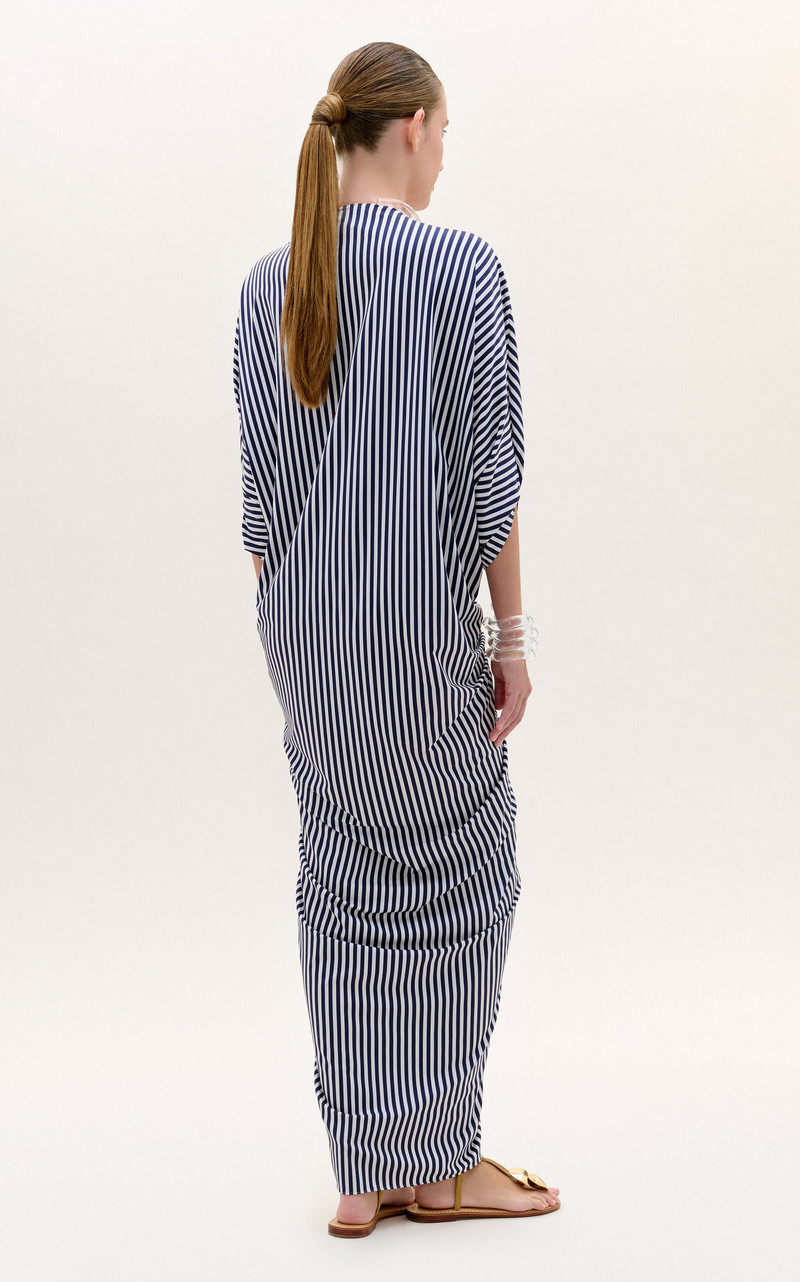 Fiore Gathered Crepe Tunic Maxi Dress stripe 3