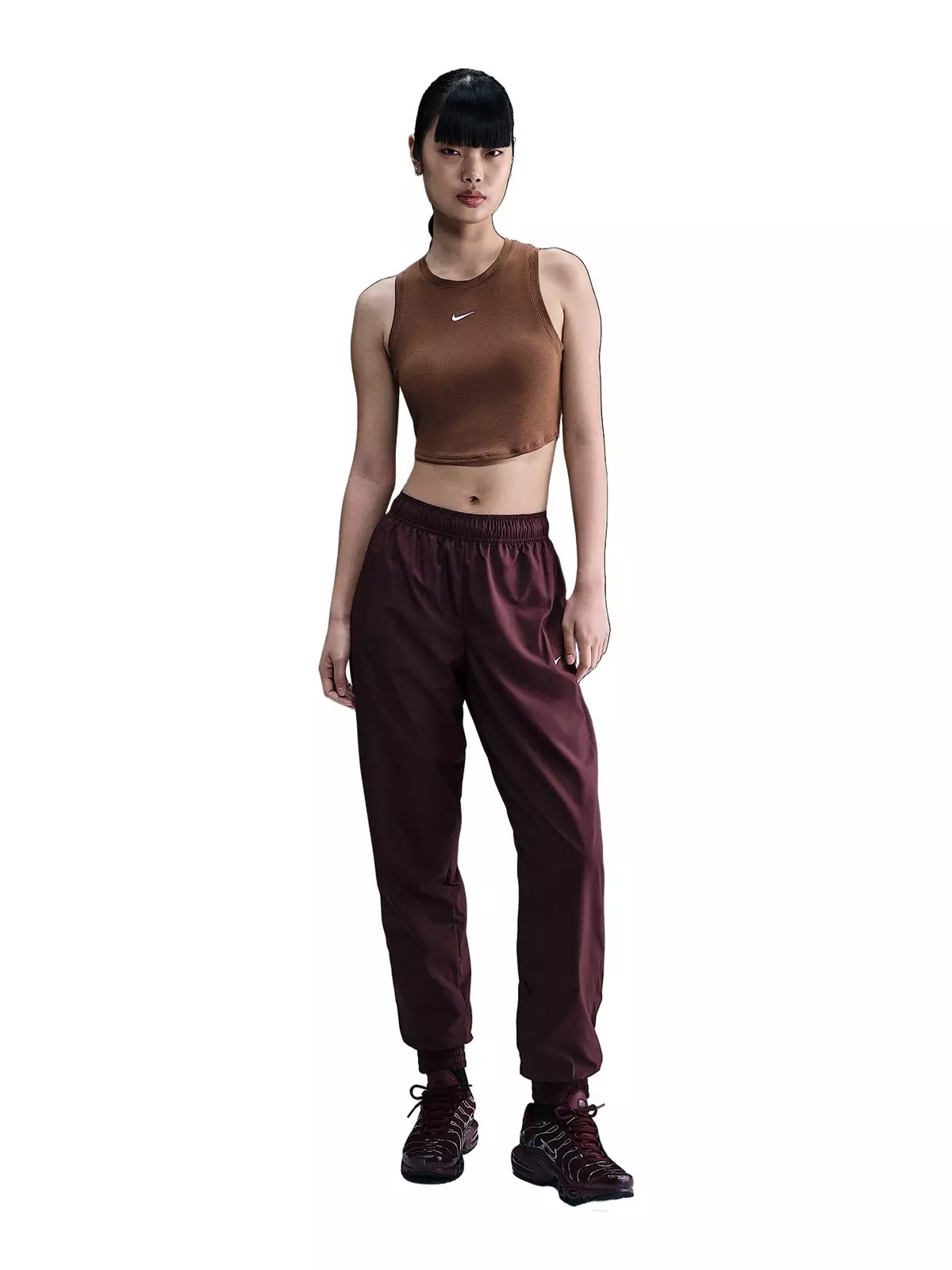 Women's Sportswear Chill Knit Tight Cropped Mini-Rib Tank Top -Brown - 4