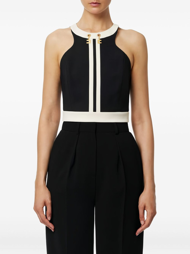 ELISABETTA FRANCHI colour-blocking logo-chain top outlook