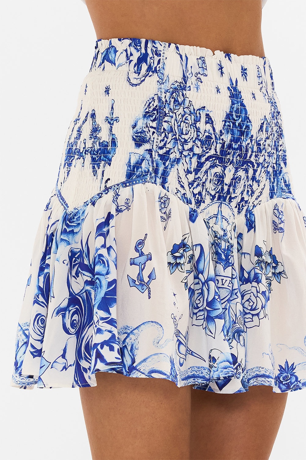 SHIRRED PANEL MINI SKIRT - 6