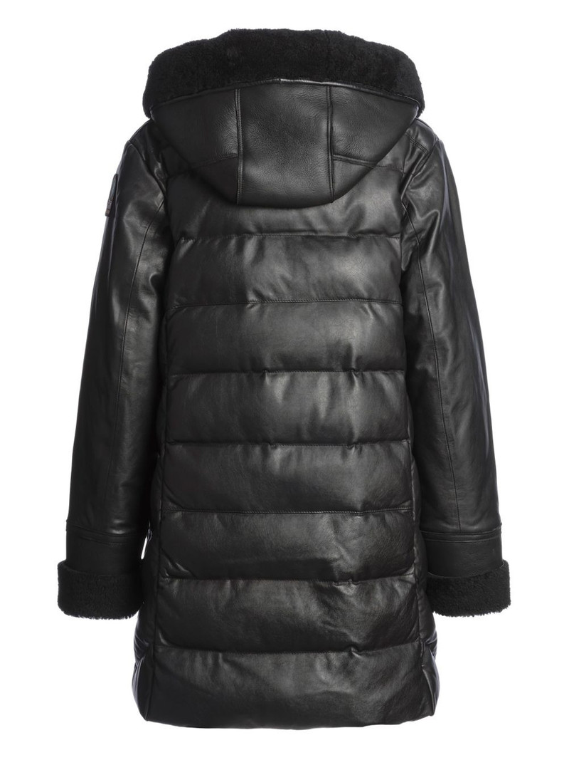 PARAJUMPERS Demi quilted leather hooded coat outlook