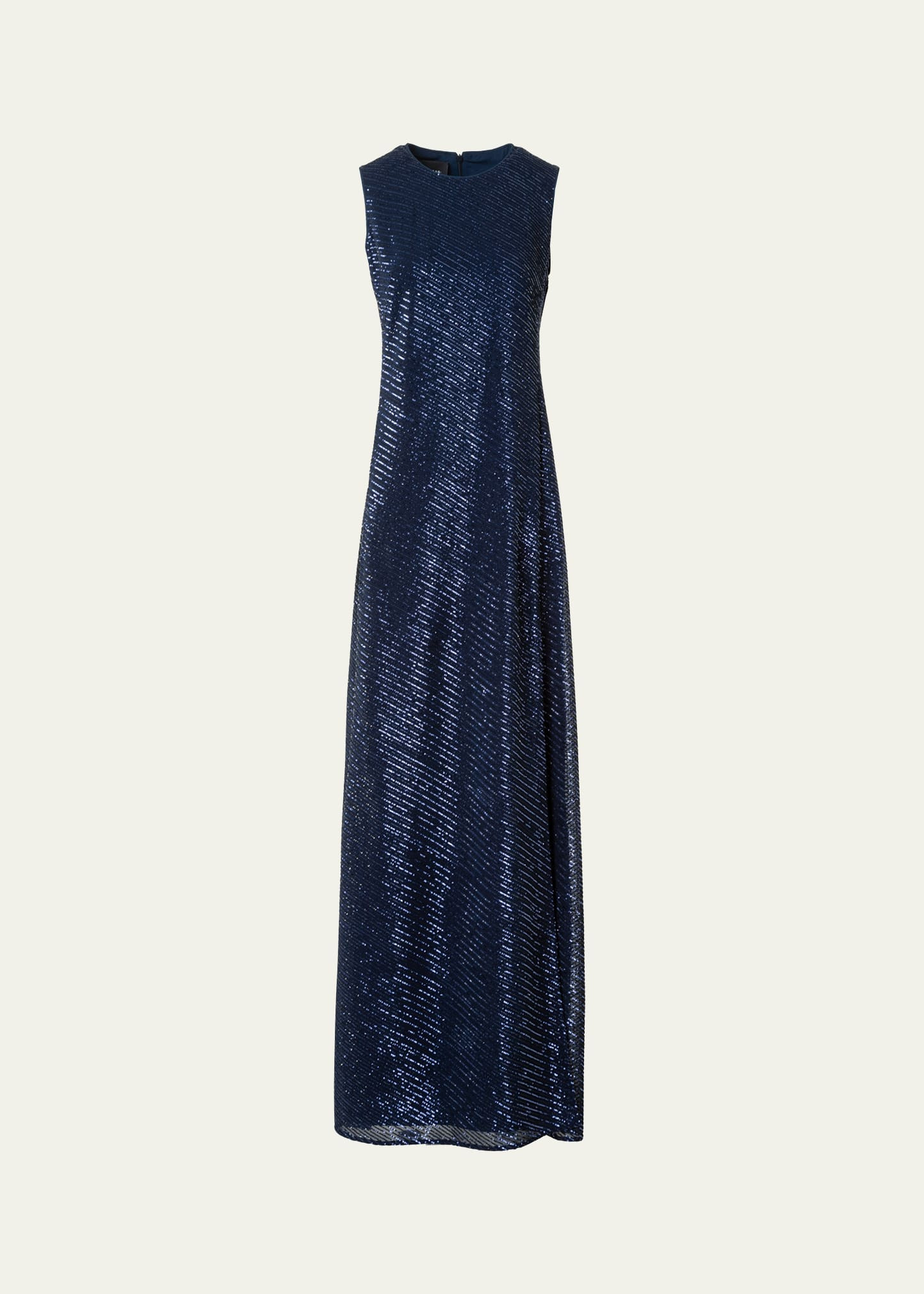 Diagonal Sequined Georgette Gown - 1