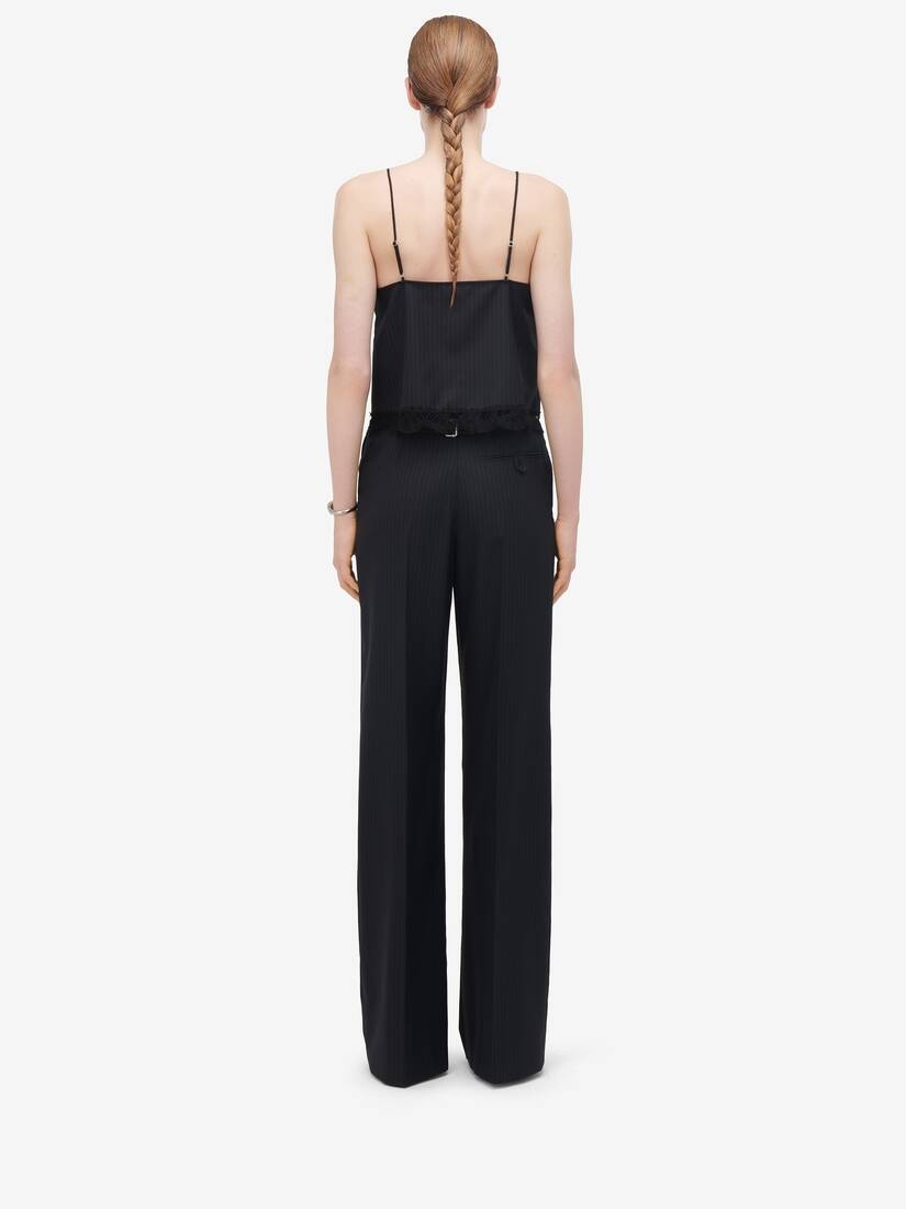 Women's High-waisted Wide Leg Trousers in Navy - 4