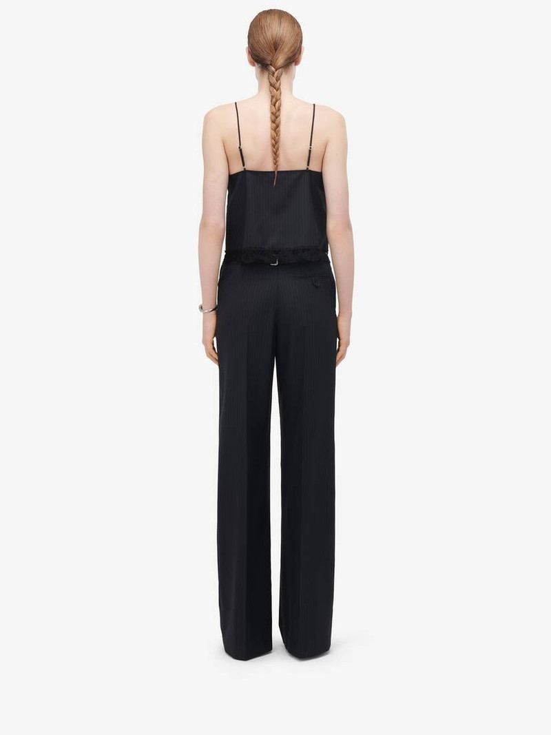 Women's High-waisted Wide Leg Trousers in Navy 4