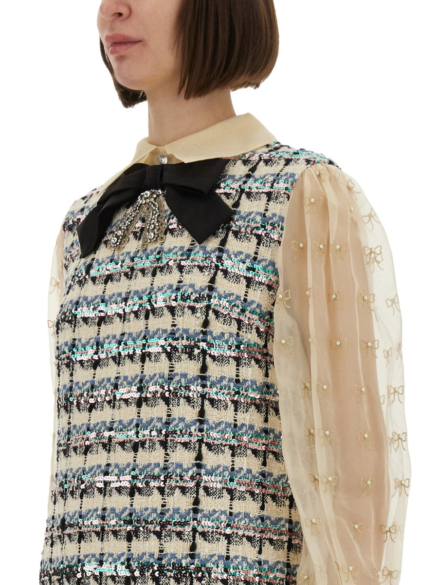 Valentino Women Embroidered Tweed Dress - 4