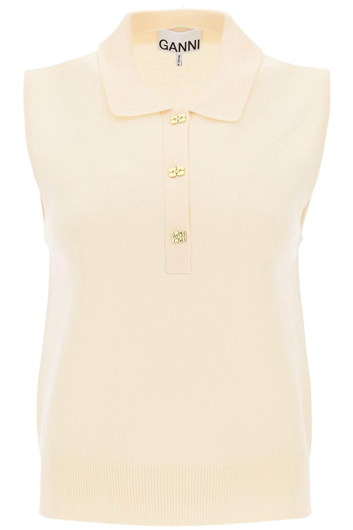 SLEEVELESS POLO SHIRT IN WOOL AND CASHMERE - 1