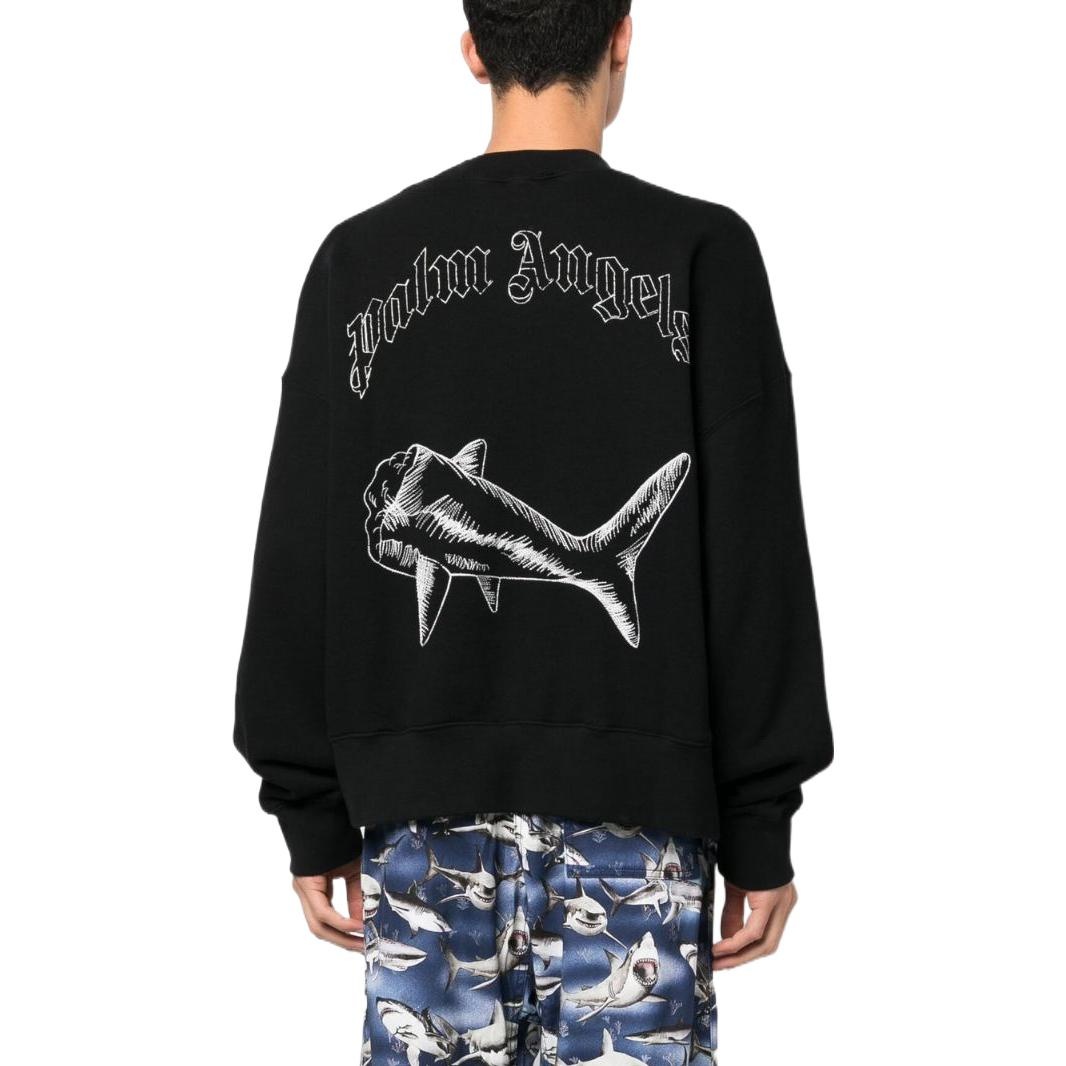 Palm Angels Split Shark Crew 'Black White' PMBA026S23FLE0061003 - 3