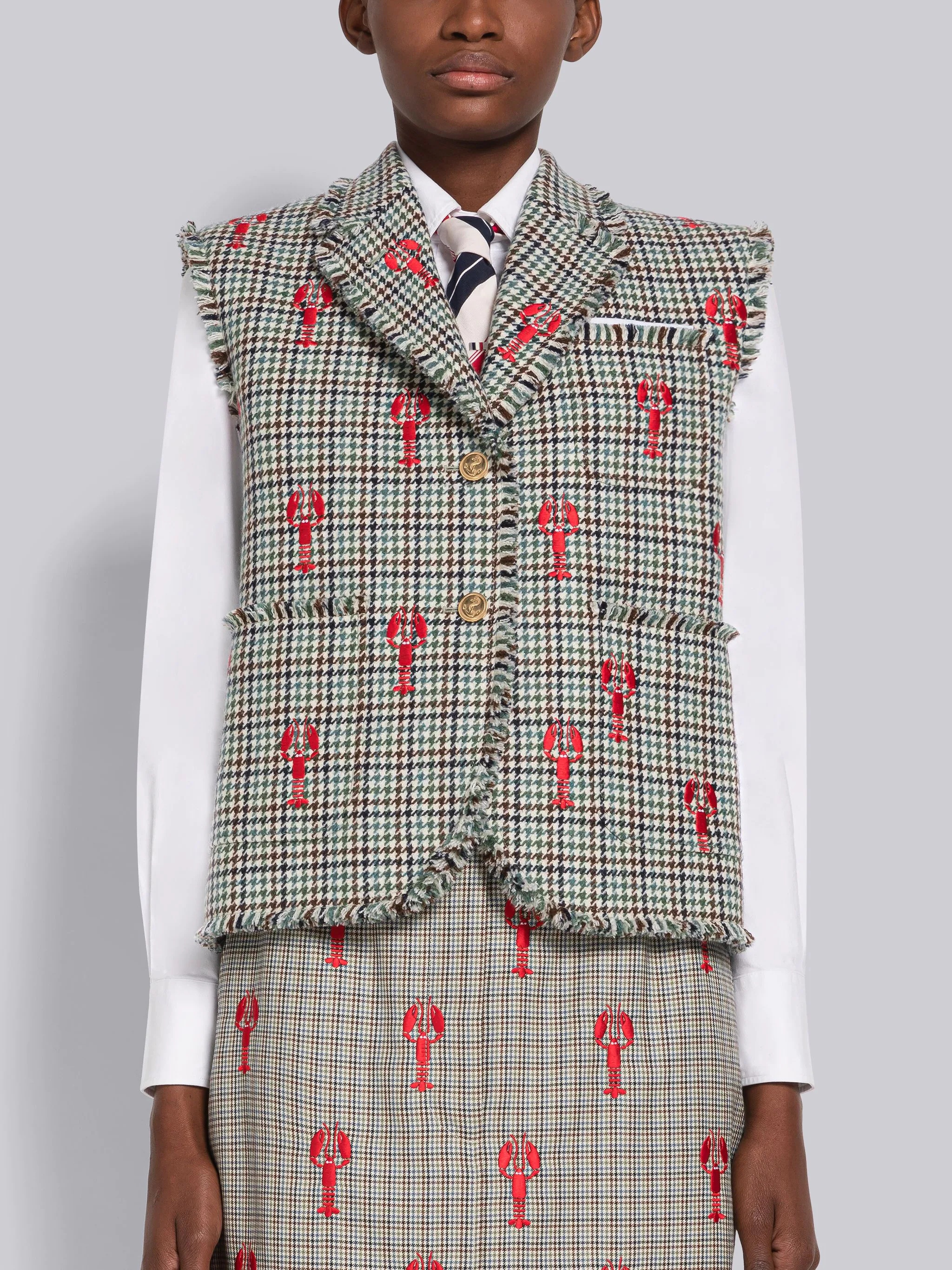 Houndstooth Sleeveless Lobster Sack Sport Coat - 1